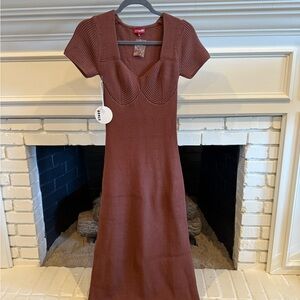 STAUD Chocolate Brown Midi Dress